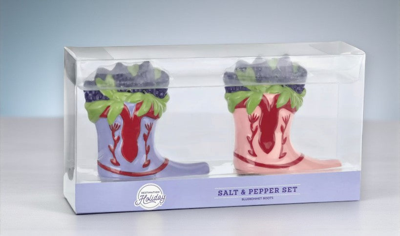 H-E-B Destination Holiday Bluebonnet Boot Shaped Salt & Pepper