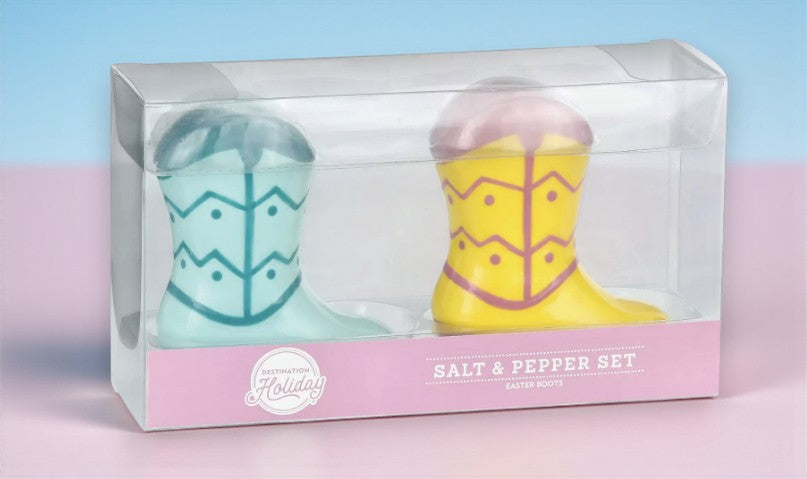 H-E-B Destination Holiday Easter Cowboy Boots Salt & Pepper Set