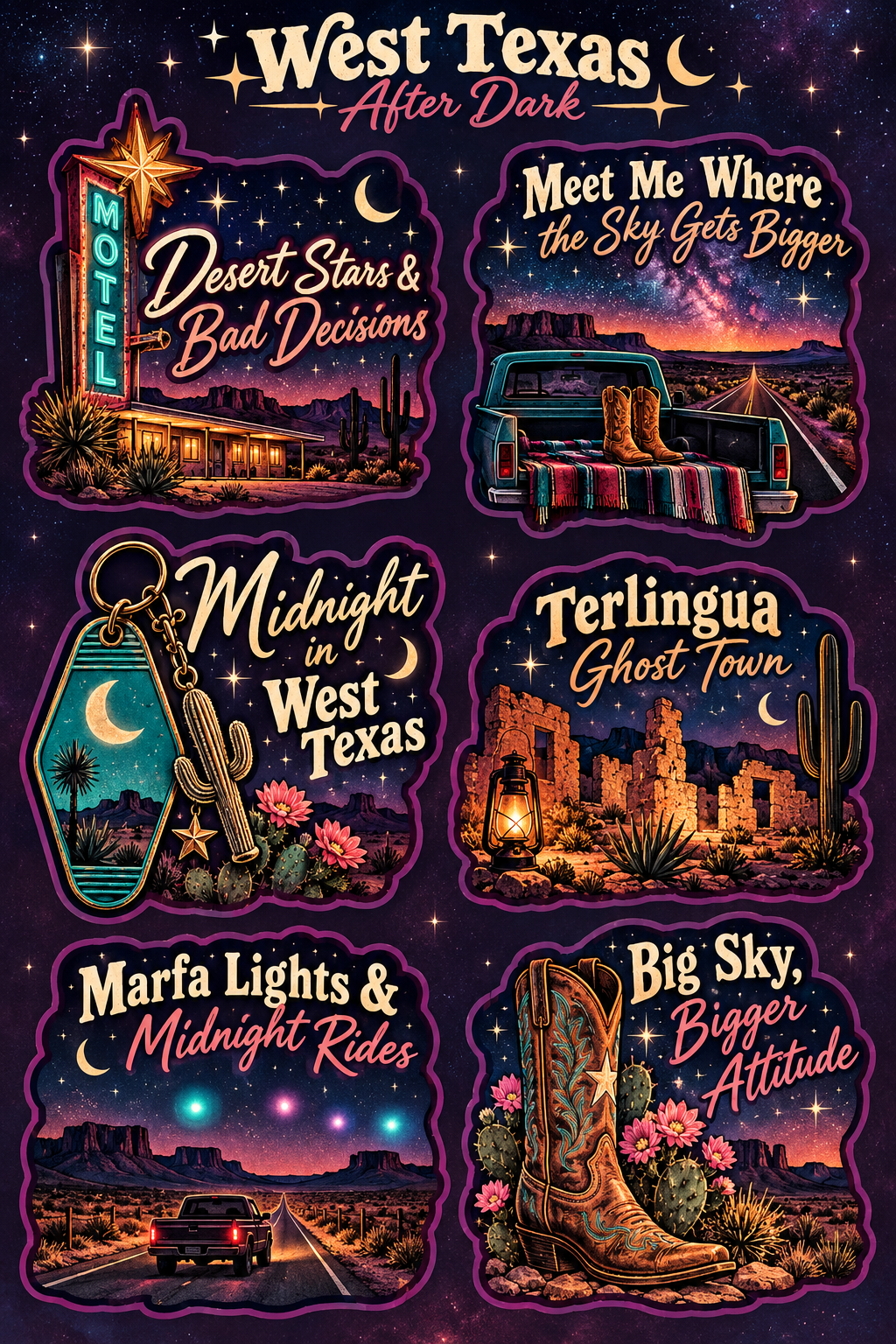 West Texas After Dark Sticker Pack - Preorder