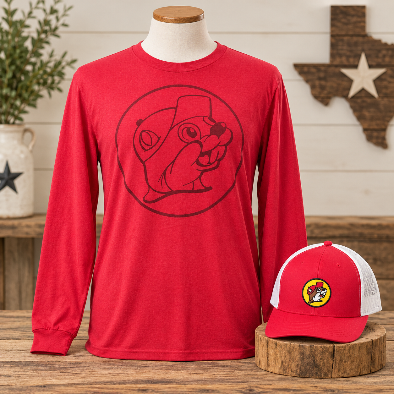 Buc-ee's Red Long Sleeve Tee