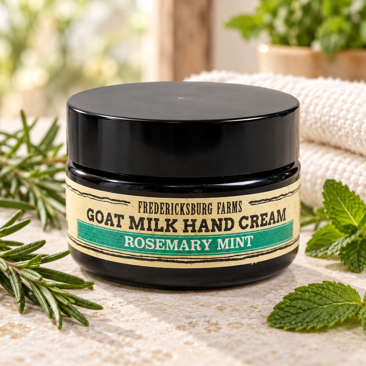 Fredericksburg Farms - Crème Mains Lait de Chèvre Romarin Menthe - 56g.