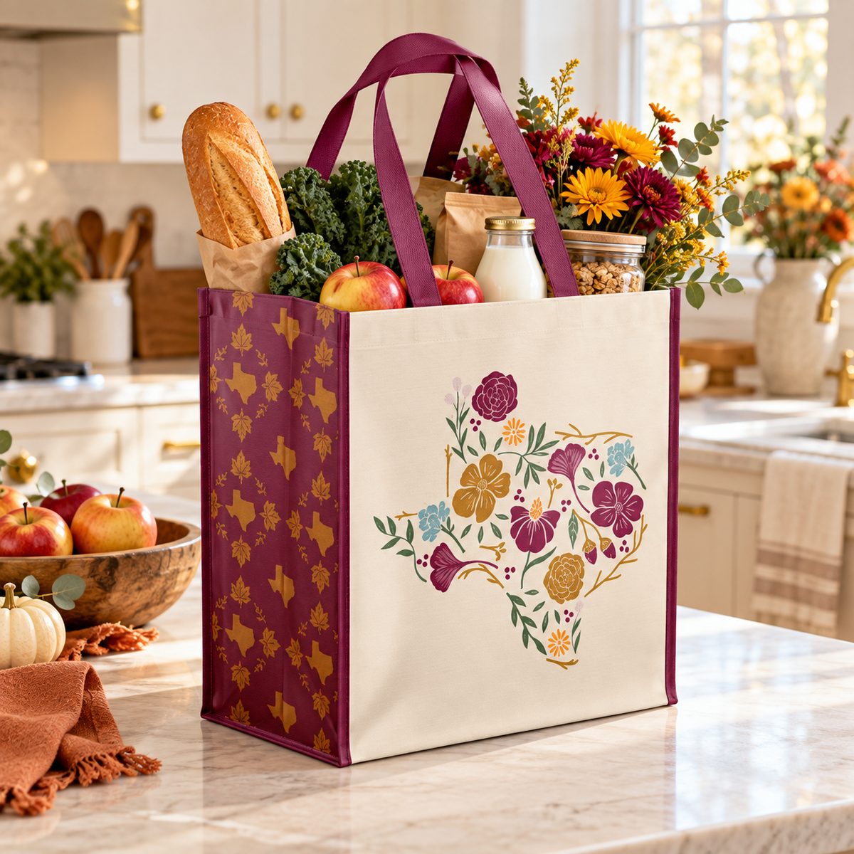 H-E-B Destination Holiday Texas Floral Reusable Bag