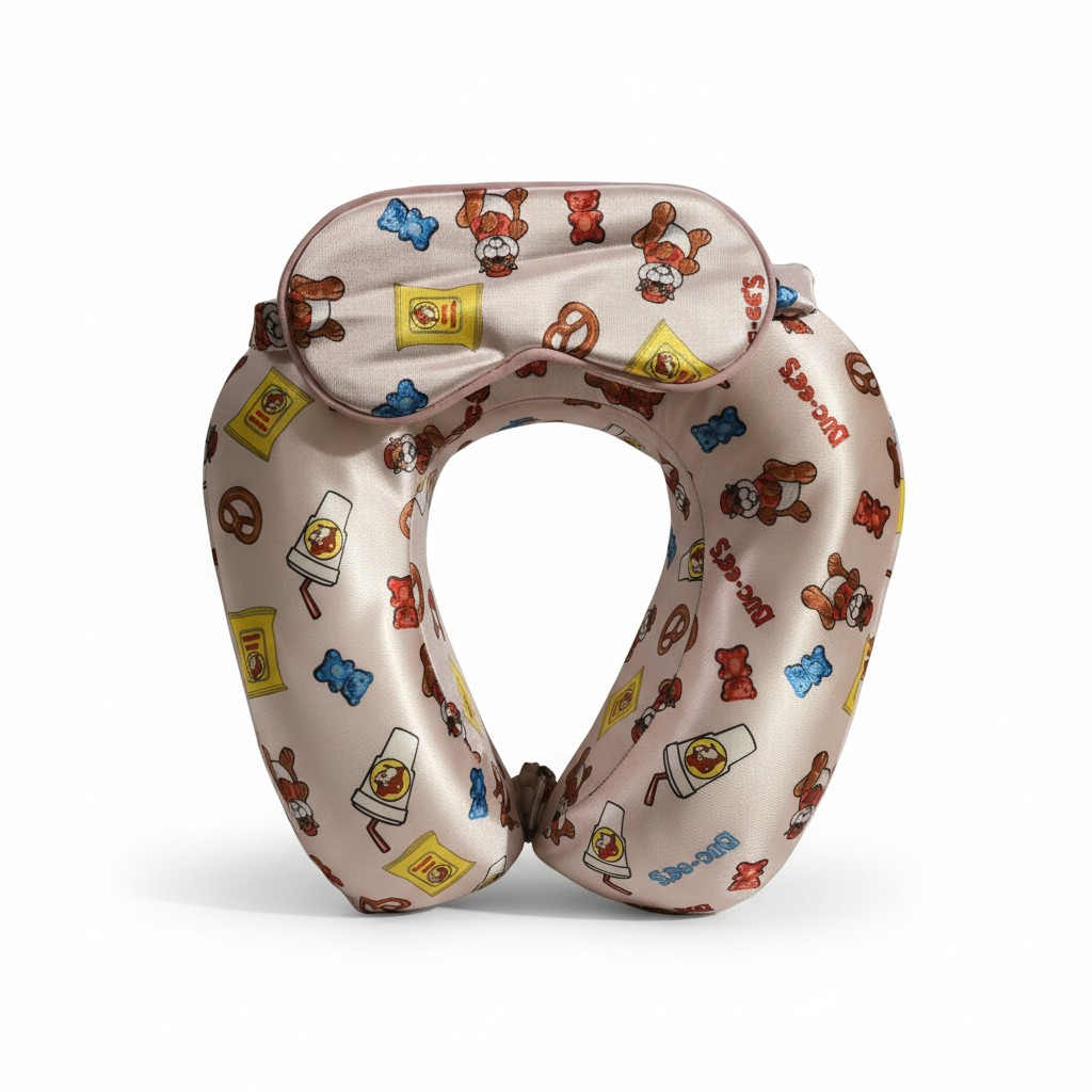 Buc-ee's Satin Memory Foam Pillow & Eye Mask