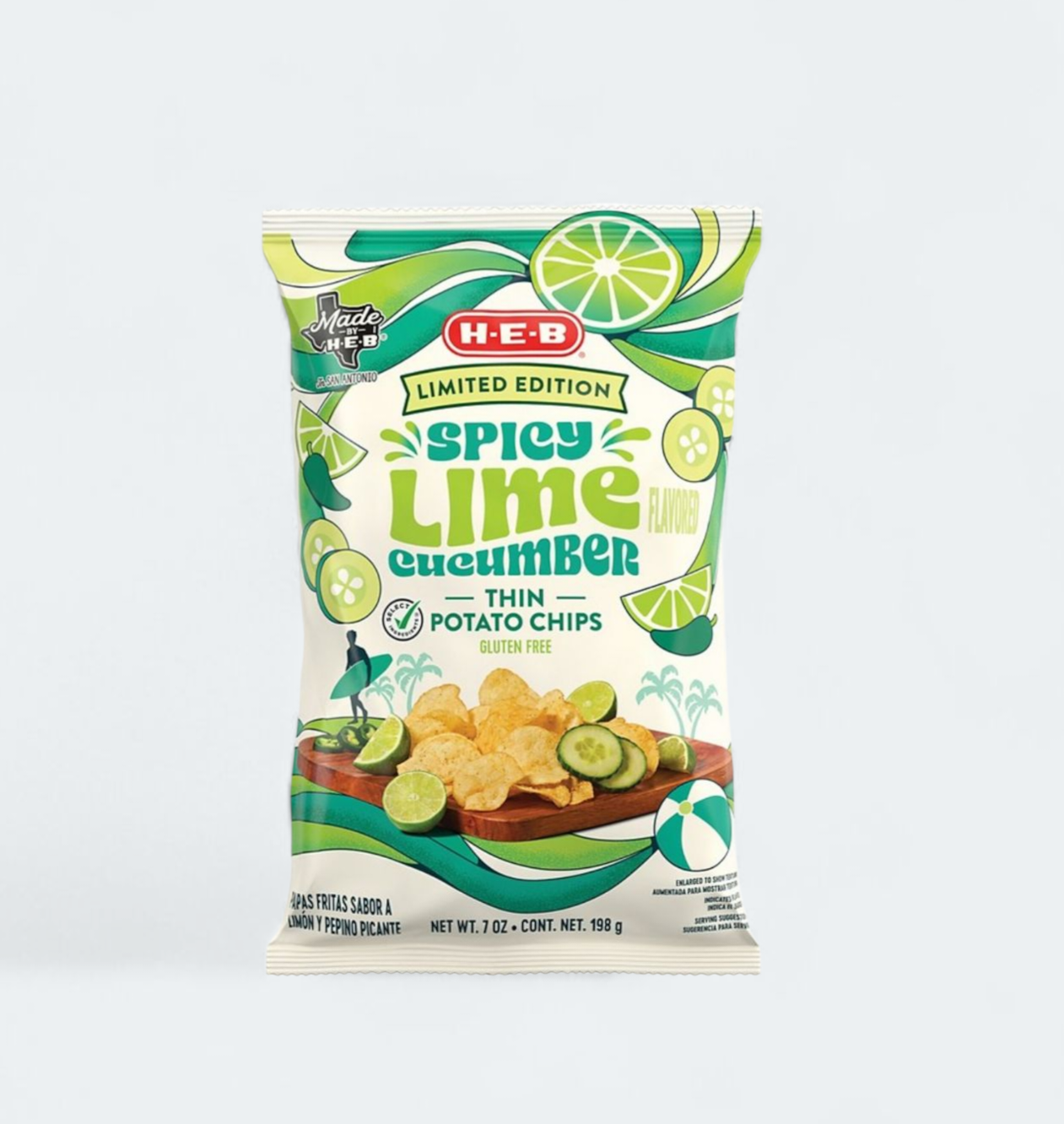 H-E-B Limited Edition Spicy Lime Cucumber Potato Chips, 7oz