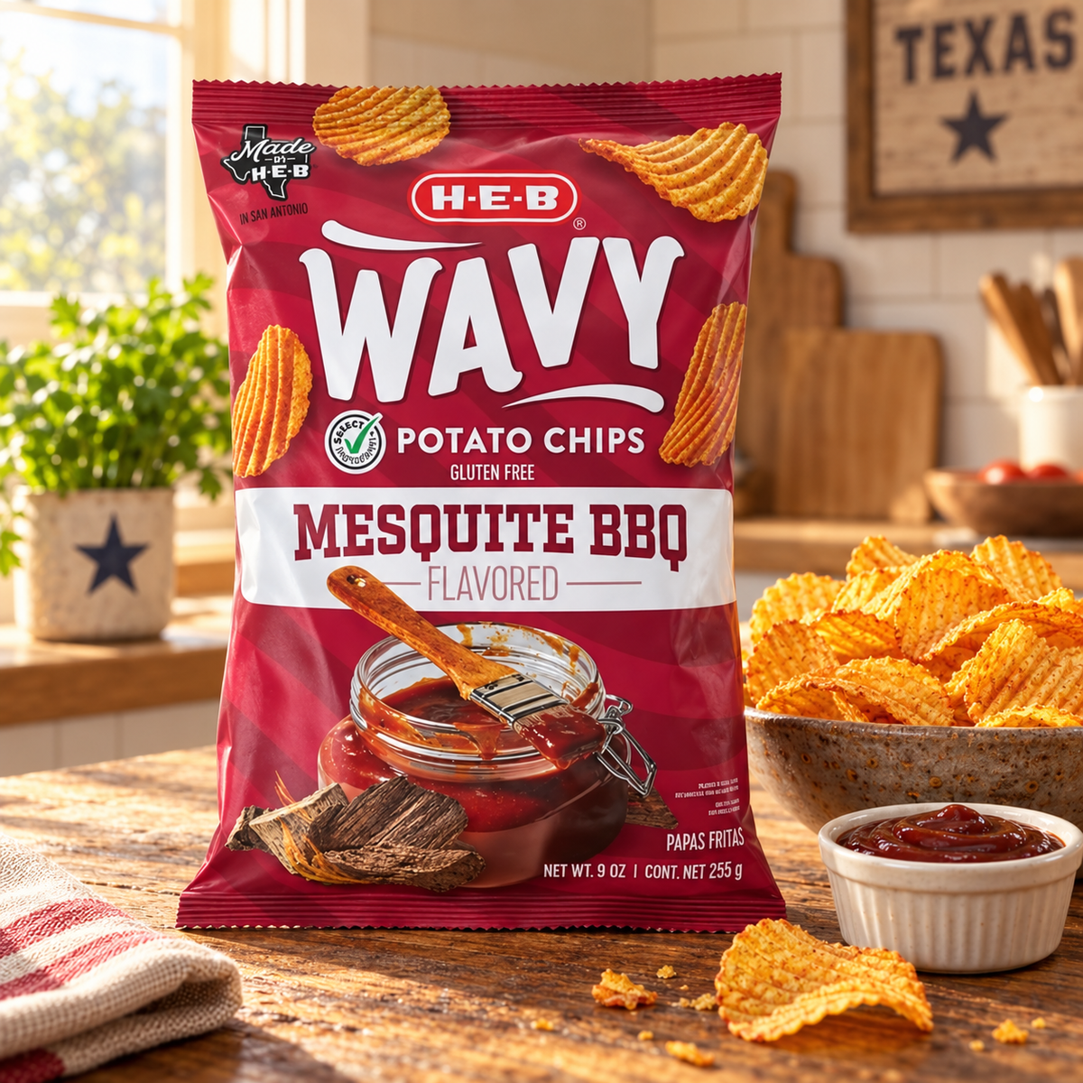Croustilles ondulées saveur BBQ Mesquite H-E-B