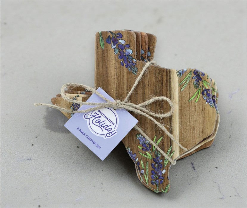 H-E-B Destination Holiday Bluebonnet Texas Coaster Set, 4 pk