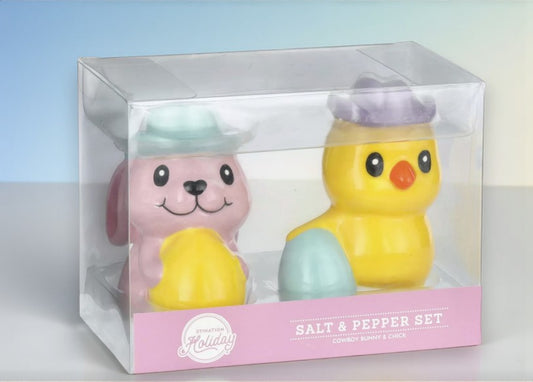H-E-B Destination Holiday Cowboy Bunny & Chick Salt & Pepper Set