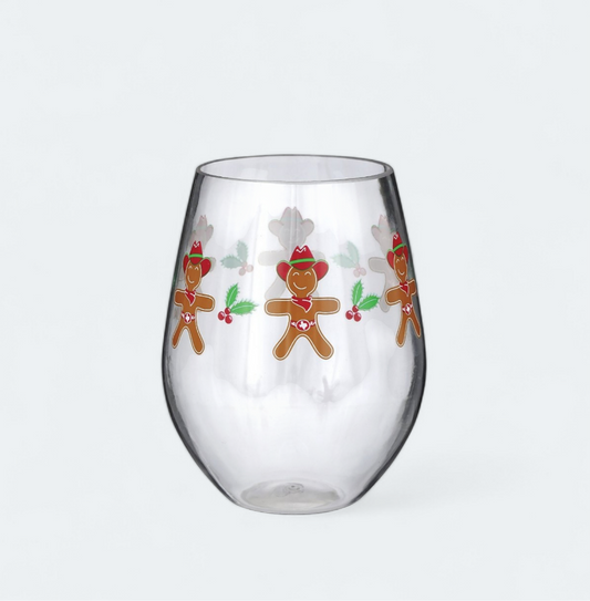 H-E-B Cowboy Gingerbread Stemless Wine Glass