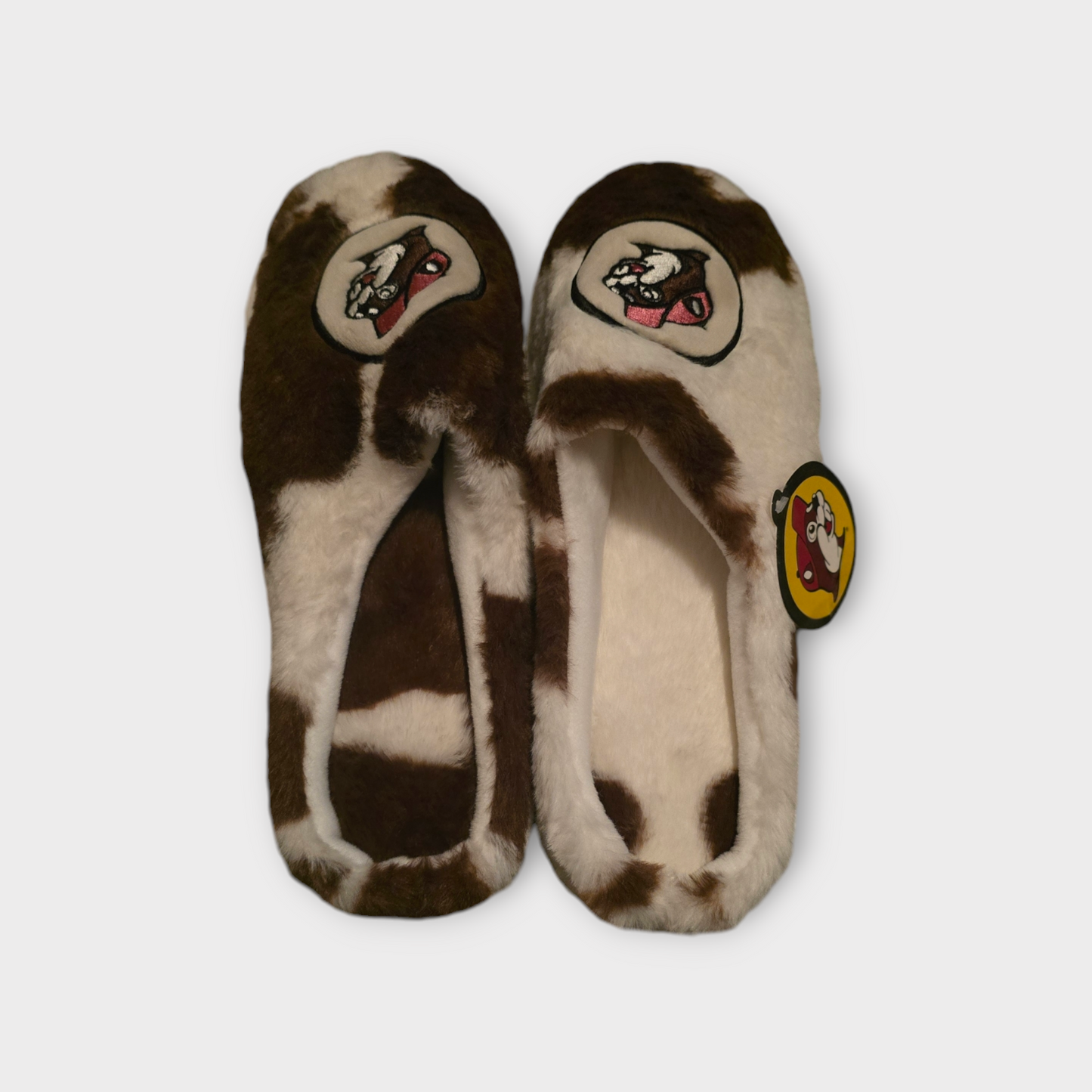 Buc-ee's Cow Print Slippers