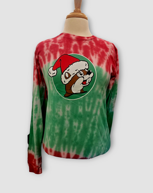 Buc-ee's Christmas Long Sleeve Tie Dye Shirt