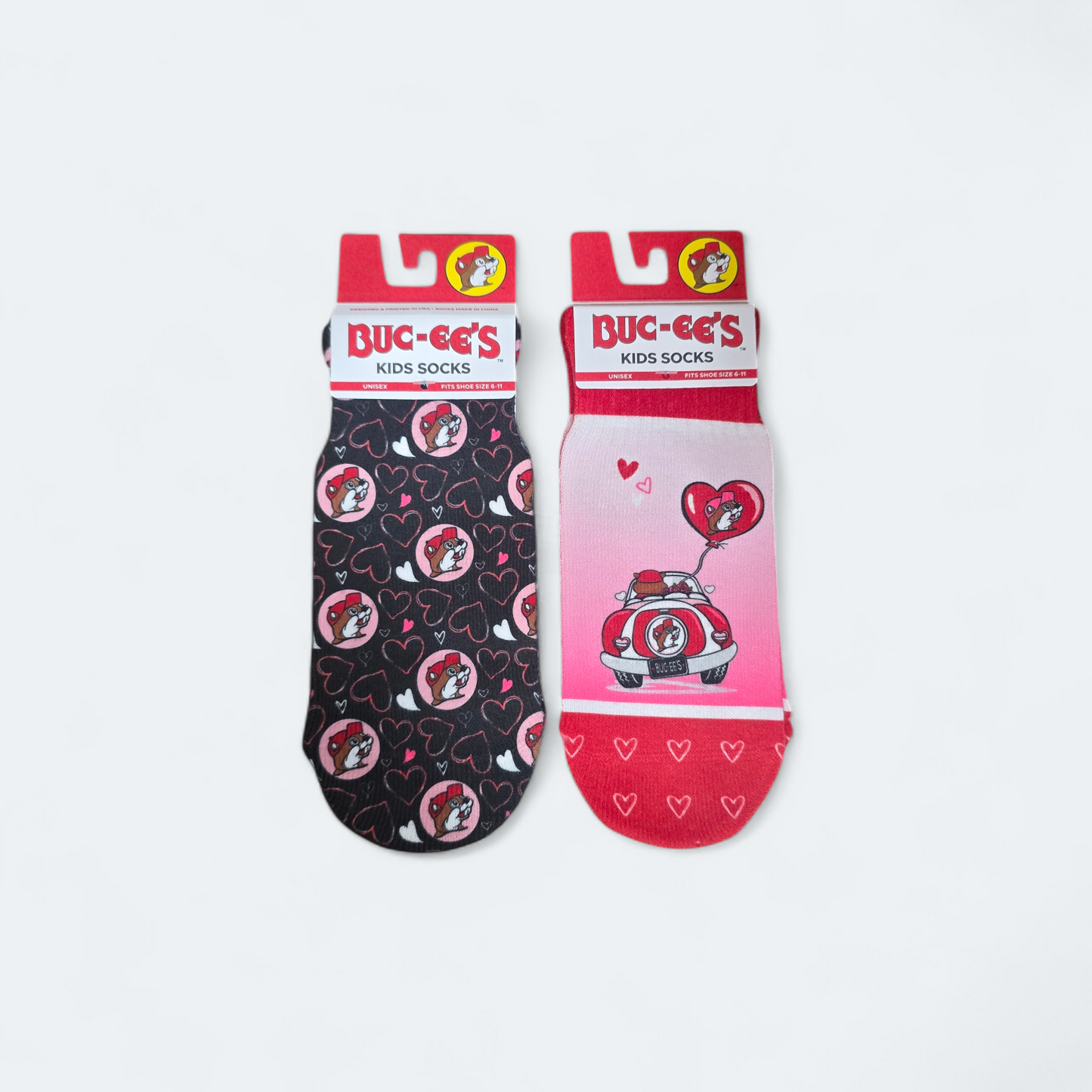 Buc-ee's Valentine's Kids Socks