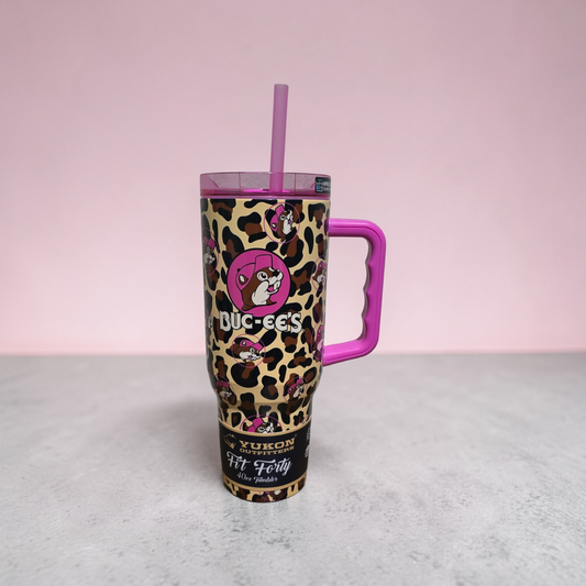 Buc-ee's Pink Cheetah Print Tumbler