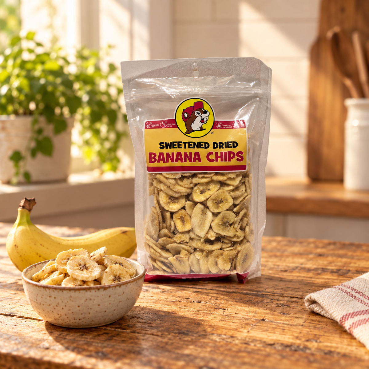 Morceaux de bananes séchées sucrées Buc-ee's