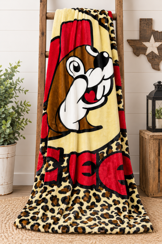 Buc-ee's Leopard Print Throw Blanket