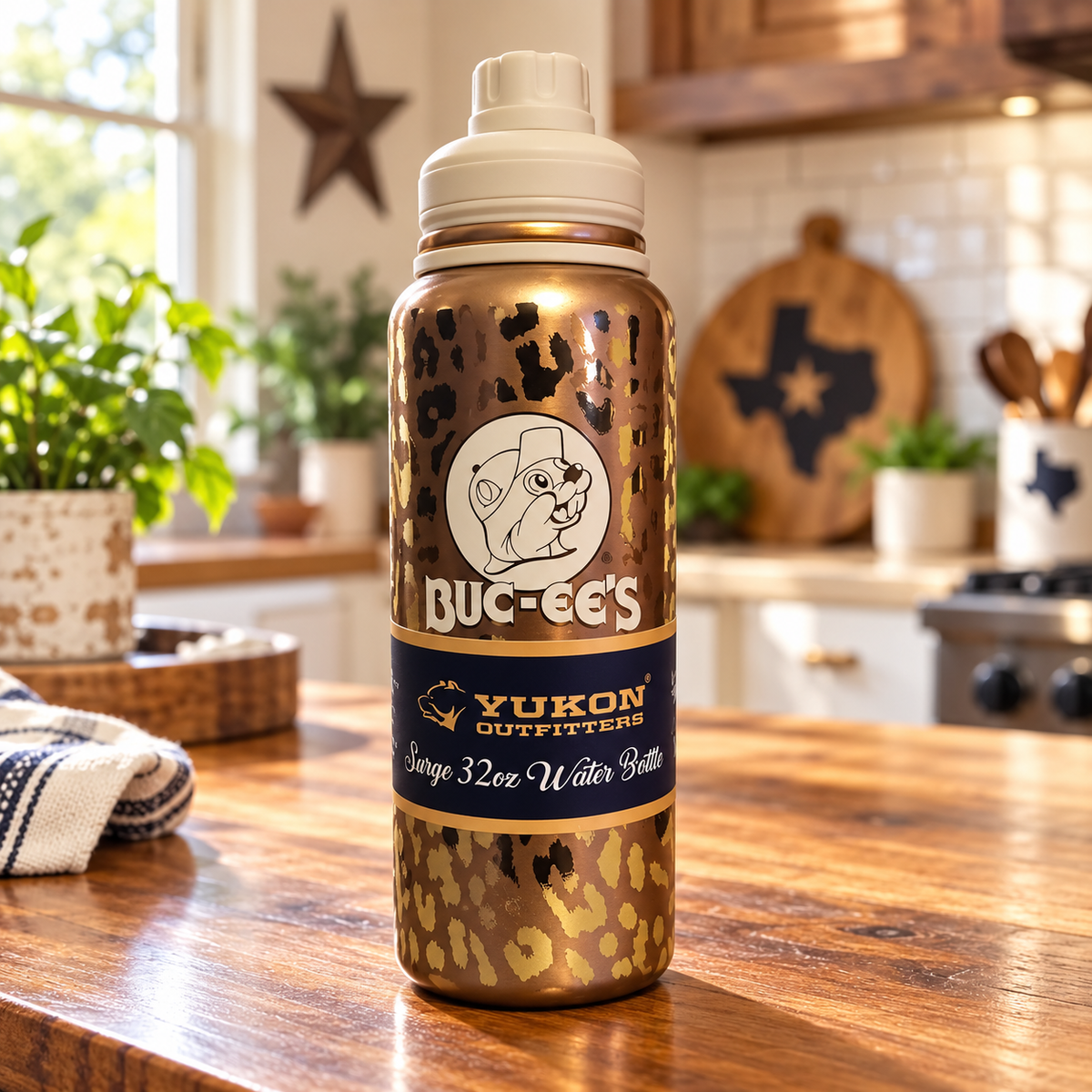 Bouteille d'eau Buc-ee's imprimé doré 32oz par Yukon Outfitters