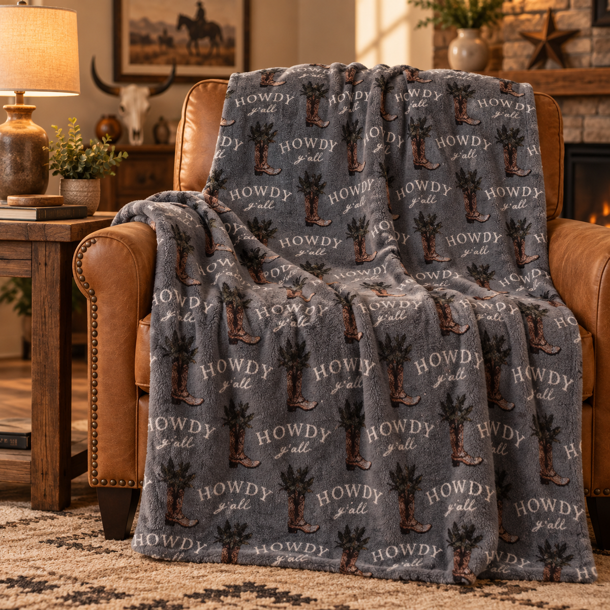 H-E-B Boots & Bluebonnets Throw Blanket