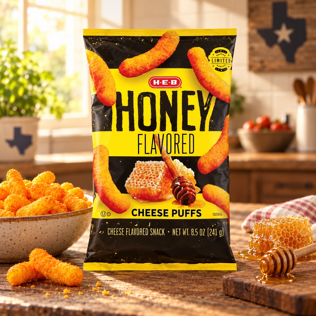 H-E-B Cheezies Soufflés Saveur Miel - 241g
