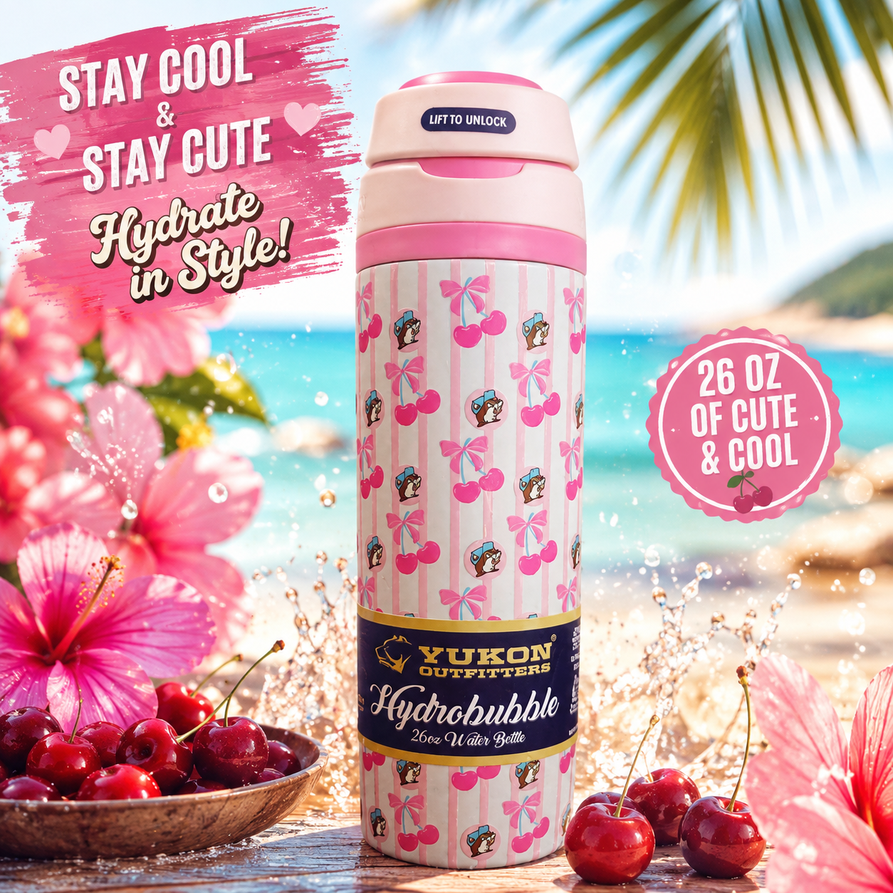 Buc-ee's Bow's & Cherries Hydrobubble Waterbottle