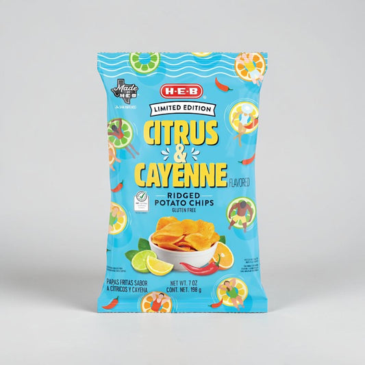 H-E-B Limited Edition Citrus & Cayenne Wavy Potato Chips