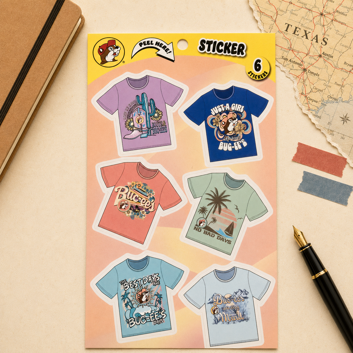 Buc-ee's T-Shirt Sticker Set