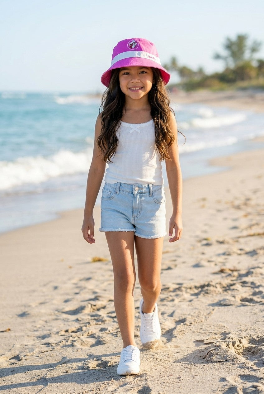 Buc-ee's Pink & White Reversal Bucket Hat - Kids