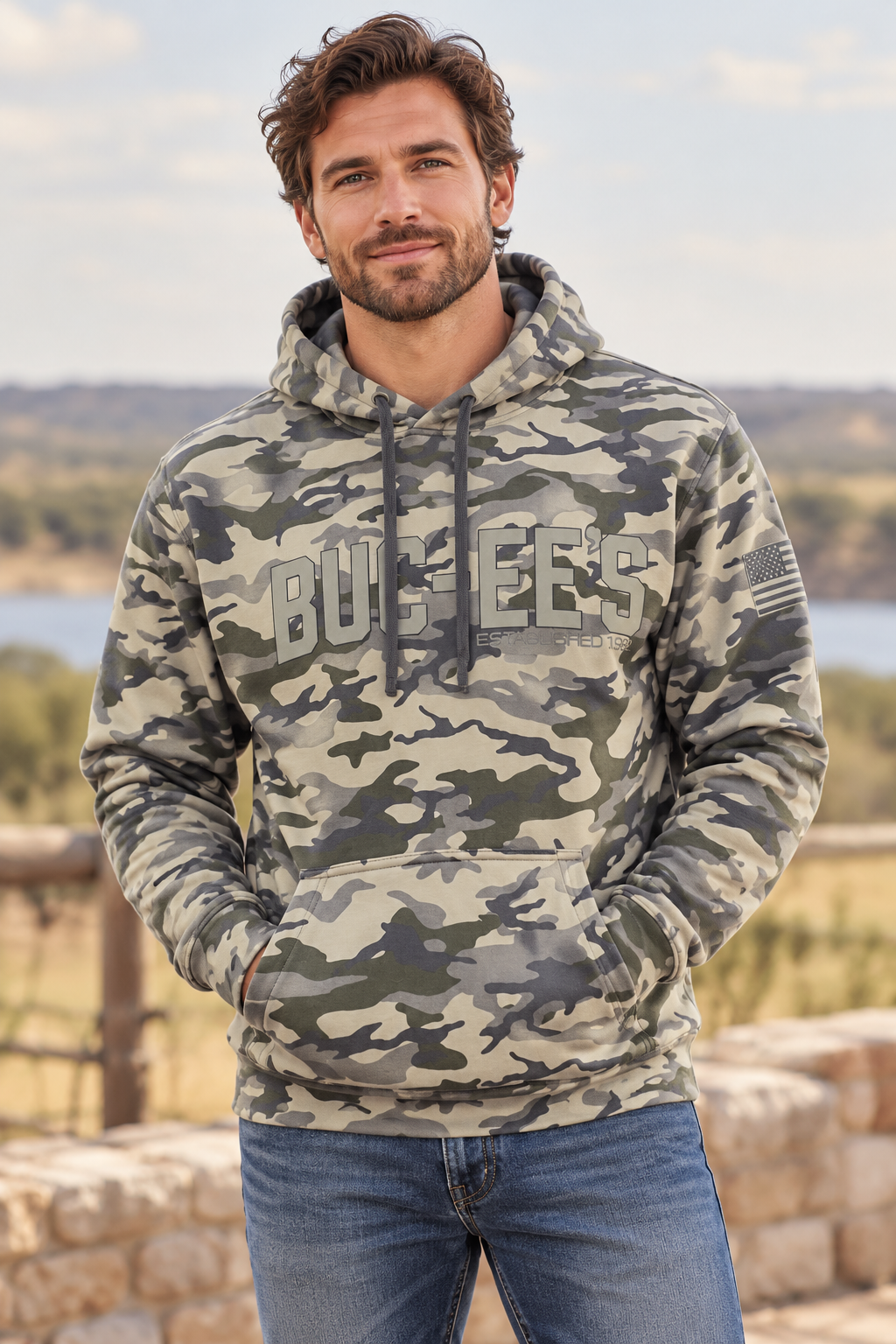Sweat à capuche drapeau camouflage Buc-ee's