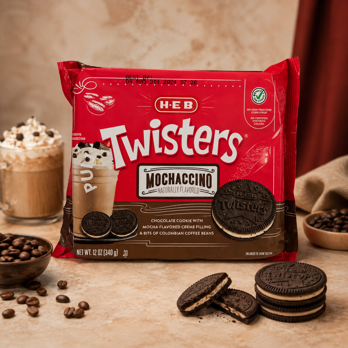 H-E-B Twister Sandwich Cookies - Mochacinno
