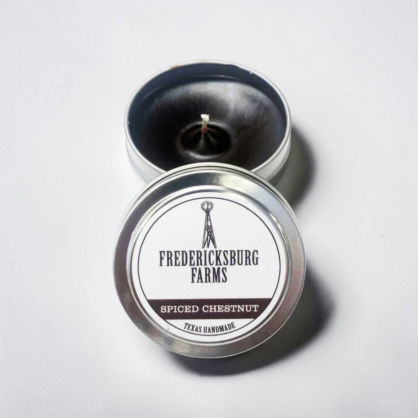 Fredericksburg Farms Spiced Chestnut Candle Travel Tin