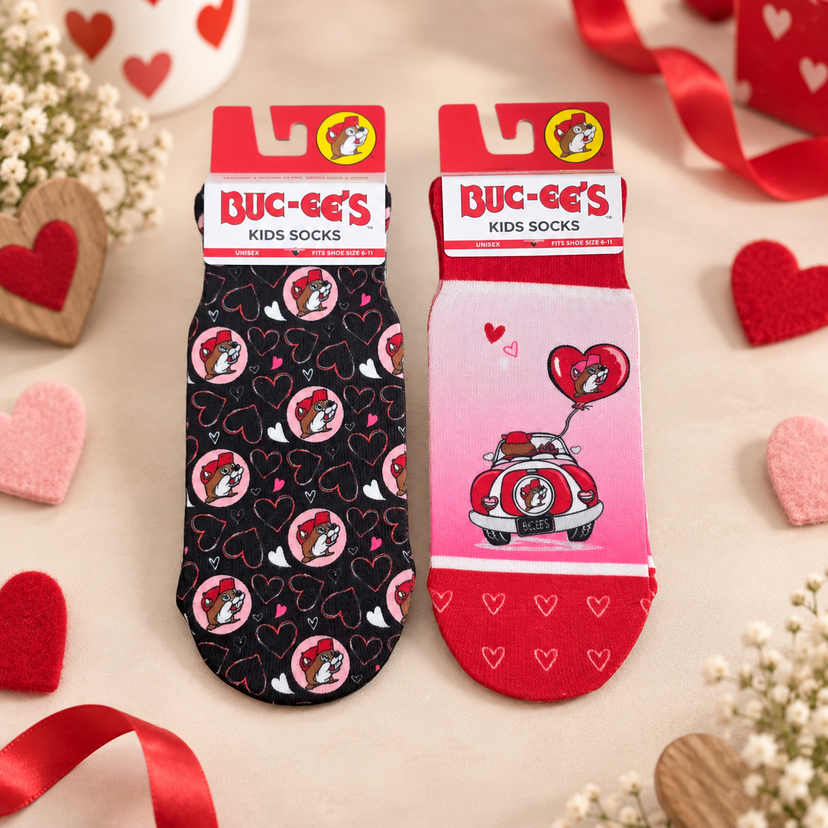 Chaussettes d'enfants Saint-Valentin Buc-ee's