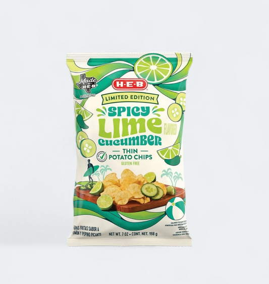 H-E-B Limited Edition Spicy Lime Cucumber Potato Chips, 7oz