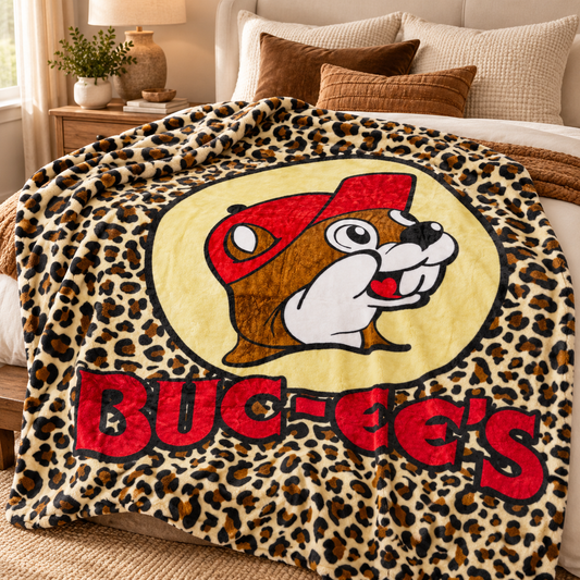 Buc-ee's Leopard Print Throw Blanket