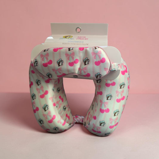 Buc-ee's Cherry Satin Mask & Neck Pillow Set