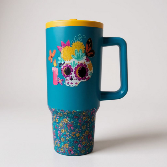 Destination Holiday Embossed Sugar Skull Tumbler