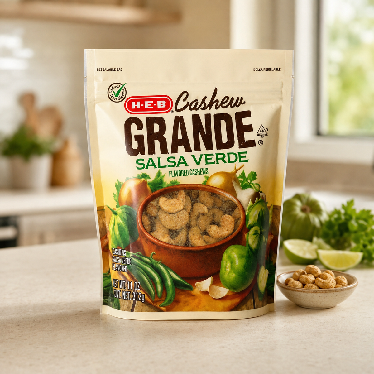 H-E-B Cashew Grande Salsa Verde,  11 oz.
