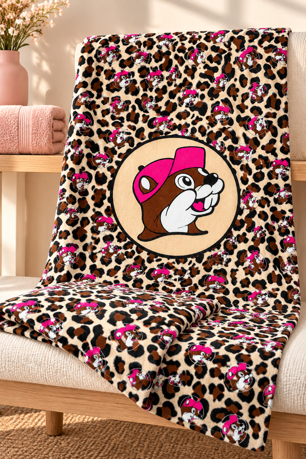 Buc-ee's Pink Leopard Print Towel