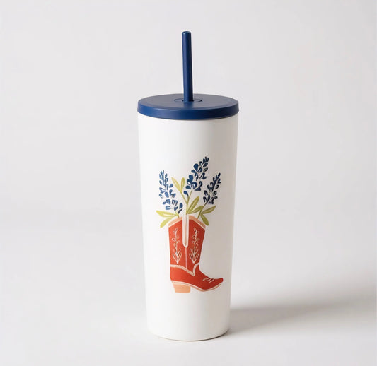 H-E-B Texas Bluebonnets & Boots Tumbler - 24 oz - Texan Temptations