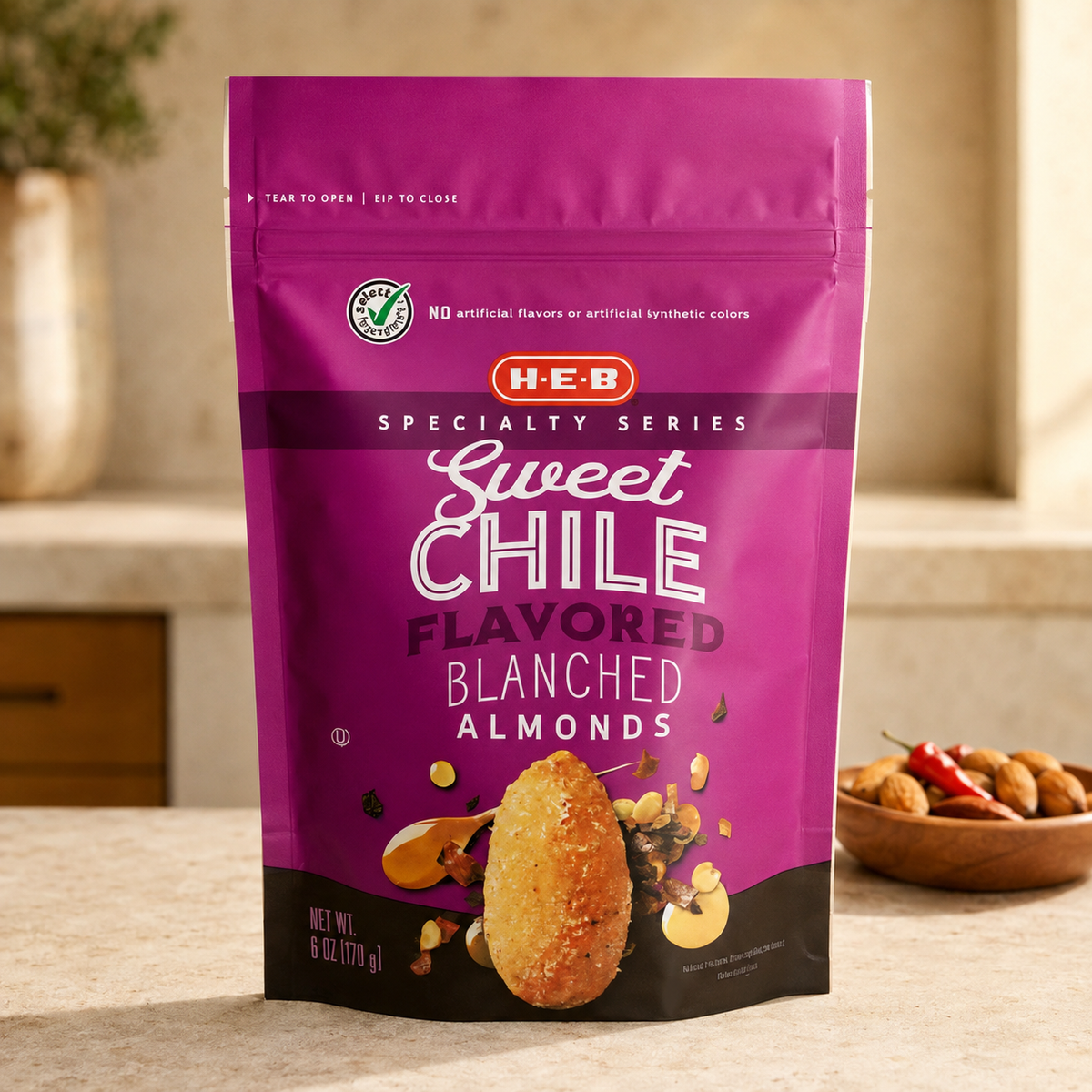H-E-B Sweet Chili Blanched Almonds, 6oz.