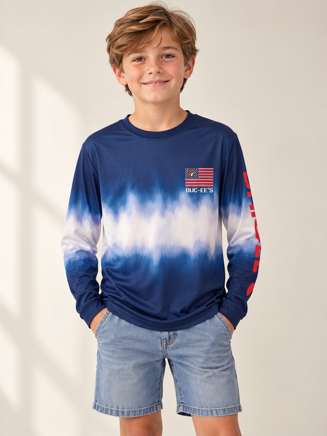 Buc-ee's Dip Dye Flag Athletic Shirt