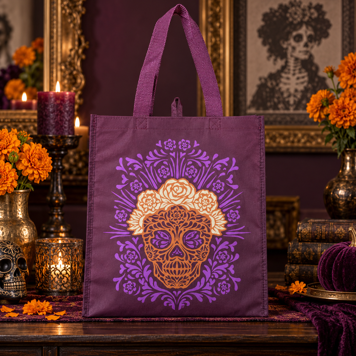 H-E-B Destination Holiday Sugar Skull Resuable Bag