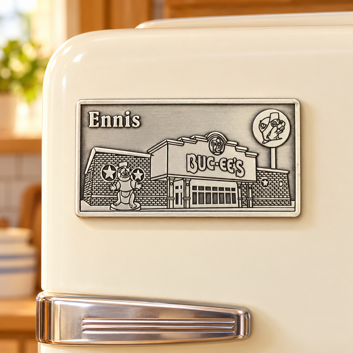 Buc-ee's Ennis, TX Silver Souvenir Magnet