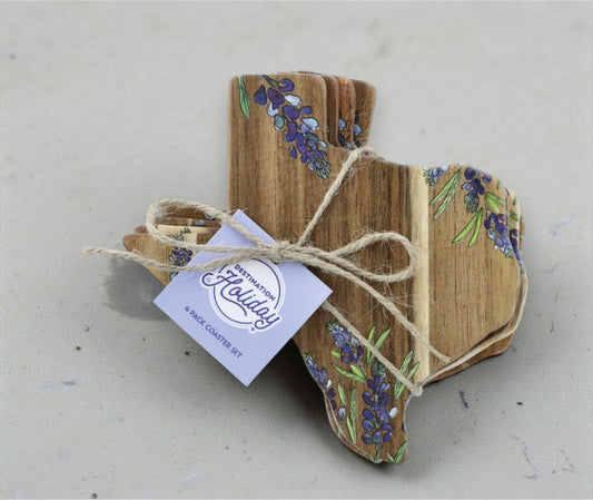 H-E-B Destination Holiday Bluebonnet Texas Coaster Set, 4 pk